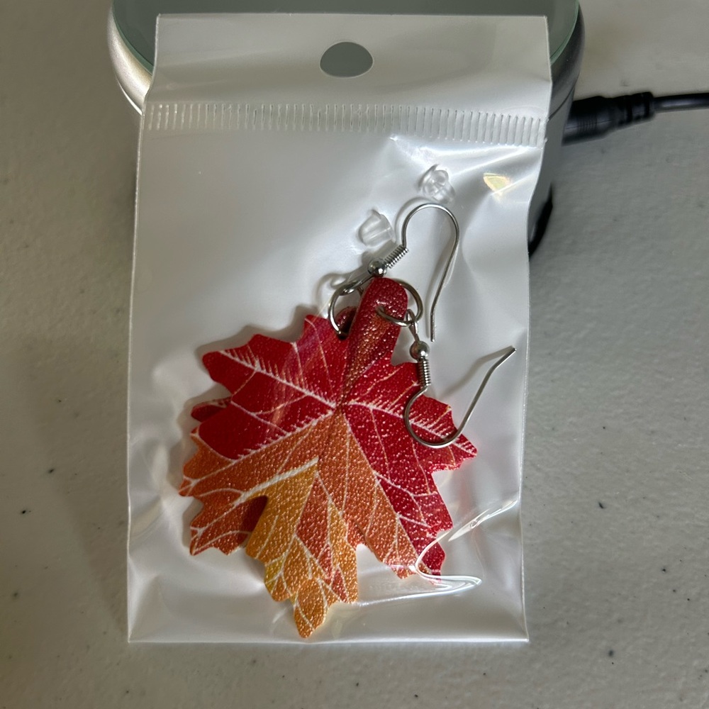 Fall Leaf Faux Leather Earrings